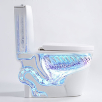 WC monobloc moderne en céramique à double chasse, cuvette allongée avec siphon en S pour maisons et hôtels