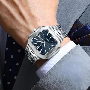 POEDAGAR 672 Orologio da Uomo di Lusso, Semplice, Casual, con Lancette Luminose, Impermeabile, Cinturino in Acciaio Inossidabile, Orologio al Quarzo Quadrato per Uomo - Product Image 3