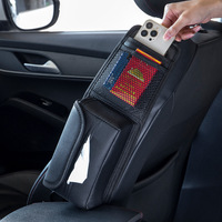 Organisateur de siège de voiture en cuir haut de gamme à suspendre avec rangement pour téléphone et porte-mouchoirs - Accessoires de voiture, gadgets automobiles en gros