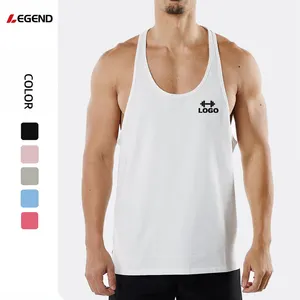 Grosir kustom Logo warna Solid Singlet lari otot kaus atletik kosong tanpa lengan pakaian kebugaran latihan pria Gym Tank Top