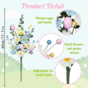 DAMAI Branches de baies artificielles colorées pour Pâques, Outils de composition florale DIY avec perles, Branches de baies et d'œufs de printemps en mousse - Product Image 2