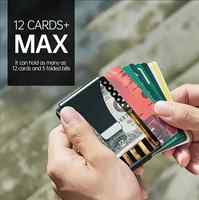Dompet logam minimalis pria, bahan kayu aluminium Aloi pemegang kartu penghalang Rfid dengan klip uang