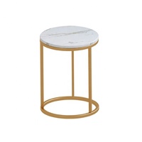 Table basse moderne en métal doré à prix avantageux, ensemble de 2 pièces pour salon, plateau rond en marbre, table d'appoint pour le thé
