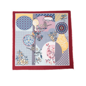 Custom Vintage Abstract Print <b>Scarf</b>, 100cm Wide Soft Breathable Ladies Daily Shawl Bulk Wholesale - Product Image 4