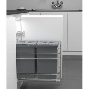Durable and Environmental Friendly Two Bins Total Kitchen Cabinet Side Mounted Door Hanging Pull out Soft Closing garbage can