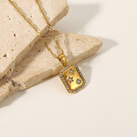 Vente chaude Haute Qualité Mode En Acier Inoxydable Carré Pendentif Collier Non-Fading Zircon AIncrusté Étoile Plaqué Or Style À La Mode