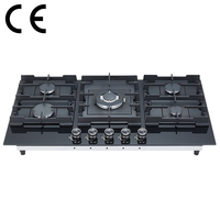 Table de cuisson à gaz encastrable portable certifiée CE, 5 brûleurs, verre trempé, efficacité énergétique A+, dispositif de sécurité flamme