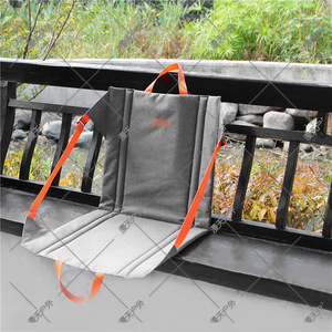 Foldable Portable Camping Chair <b>Cushion</b> Gray Polyester <b>Rectangular</b> Outdoor Use - Product Image 2