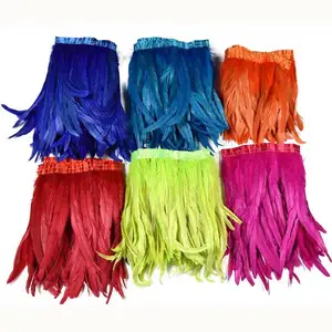 HS teint blanchi longue queue de coq garniture de plumes frange de plumes de poulet frange de plumes pour bricolage artisanat Costume