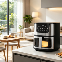 Friteuse à air 7L pour la maison, commande tactile intelligente, fenêtre de visualisation transparente, grande capacité, sans huile, appareil de cuisson de comptoir pour la cuisine