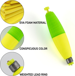 Flotador <span class=keywords><strong>de</strong></span> Red <span class=keywords><strong>de</strong></span> <span class=keywords><strong>Pesca</strong></span> <span class=keywords><strong>de</strong></span> Espuma EVA Amarillo con Peso y Cola Rígida para Agua Dulce y Salada, Tamaños Completos - Product Image 2