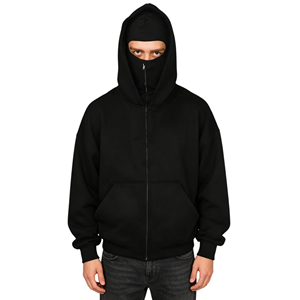 Sudadera con capucha tipo balaclava de alta calidad, gruesa, bordada, informal, para otoño, estilo urbano, con cremallera frontal completa y logotipo personalizado, de corte oversize. - Product Image 2