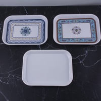 Plateau en mélamine à fleurs bleues imprimées sur mesure Plateau de service en plastique de 10/12/14/15 pouces pour restaurant et hôtel pour le ramadan