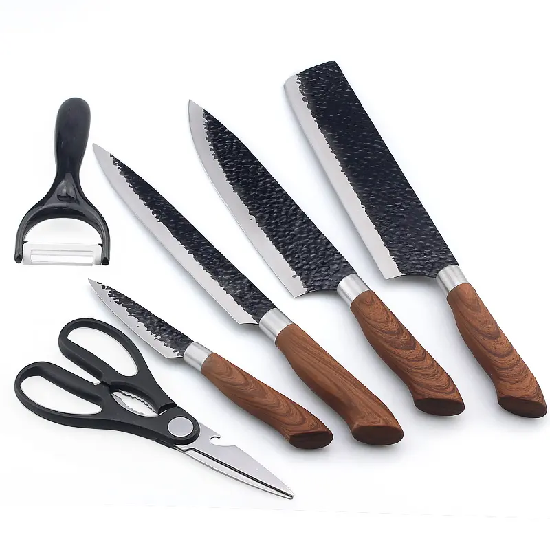6pcs set di coltelli da cucina forbici coltello da cucina quattro coltelli con manico in PP