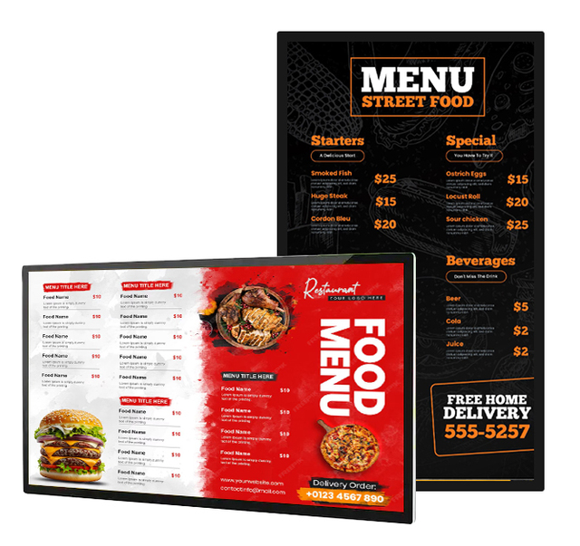 VETO Wholesale Commercial LCD Advertising Screen 10-98 Inch Free CMS Indoor Digital Menu Ceiling Hanging Mount Displays