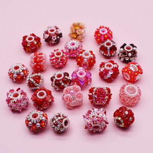 Nuevas Cuentas Redondas/Elípticas de Acrílico Lucite Rosa Morado de 20-25 mm, Hechas a Mano, para Bisutería, Manualidades, Cadenas para Teléfonos Móviles - Product Image 3
