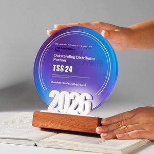 Trofeo Rotondo in Cristallo Acrilico Artificiale Personalizzato 2025-2026 Stella dell'Anno Premio del Personale per il Cinquantesimo Anniversario - Product Image 3
