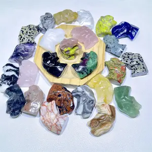 Wholesale Natural Energy Stone Crystal Animal Carving Rose Quartz Mixed Dinosaur Head For Sale