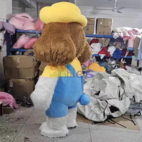 Costume animal gonflable de mascotte de personnage de dessin animé chien mignon avec le costume de mascotte de chapeau mascotte gonflable pour des vacances