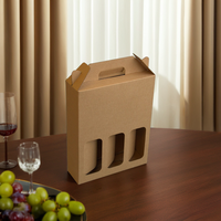 Bon prix 750ml boîte-cadeau de vin Kraft matériau laminé ondulé revêtement UV 3 bouteilles ensemble matériaux recyclés