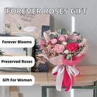 Eeuwige Bloemen Ge conserveerd Rozenboeket - Middelgroot voor Moederdag, Afstuderen & Verjaardag (Heet Roze)