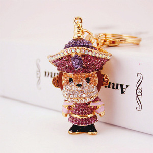 Encantador mono encanto colgante creativo Regalo de Cumpleaños cristal Rhinestone monedero bolso llavero cadena aleación mosquetón llavero - Product Image 3