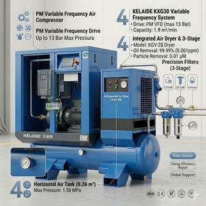 Compresseur d'air rotatif à vis 4 en 1 haute efficacité 75 kW 12 bars pour découpe laser - Product Image 3