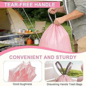 Huamaohengchun100 PCS 4 Gallon Unscented Tiny Waste Bag 15 Liters Liners for <b>Kitchen</b> Office Car and Bathroom, Pink - Product Image 4