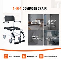 Chaise de toilette et de douche 4-en-1 Bliss, réglable en hauteur, avec accoudoirs, capacité 350 lb, cadre en aluminium, design moderne