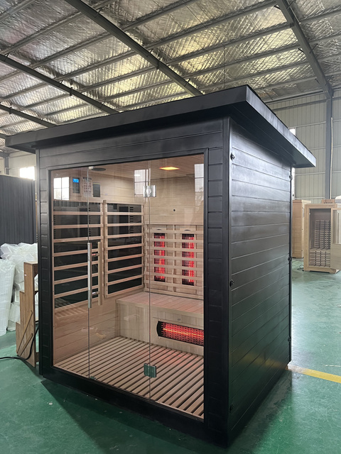 Infrared Outdoor Sauna Red Cedar - Low EMF For Park 3 Person Eco-Friendly with Shower