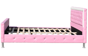 Synthétique en faux cuir PU rose, vente en gros d'usine, OEM, taille unique, plateforme souple, <span class=keywords><strong>lit</strong></span> de princesse <span class=keywords><strong>pour</strong></span> filles - Product Image 3