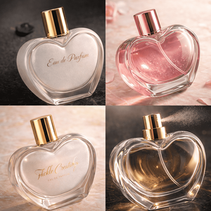 ขวดน้ำหอมเปล่าดีไซน์ใหม่สำหรับวันวาเลนไทน์ รับผลิตแบบ OEM ODM ขวดน้ำหอมหรูหราขนาด 50 มล. รูปทรงหัวใจ ฝาสีทอง - Product Image 6