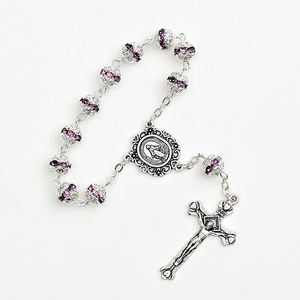 Chapelet fait à la main en perles de <span class=keywords><strong>strass</strong></span> de 8 mm avec médaille de la Vierge Marie et crucifix - Product Image 4