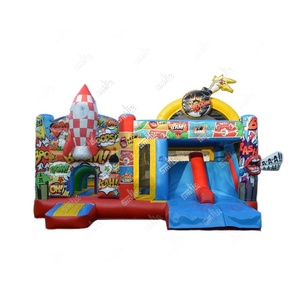 Castillo Inflable Comercial Temático con Tobogán para Niños, <span class=keywords><strong>Alquiler</strong></span> para Fiestas al Aire Libre - Product Image 1