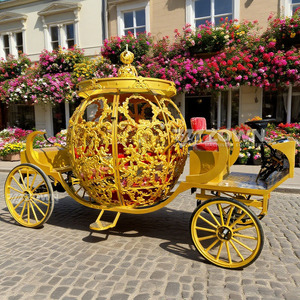 Carrosse électrique Cendrillon en fer forgé orné de motifs royaux, taille et couleur personnalisables, pour cérémonie de mariage en extérieur et photographie - Product Image 6