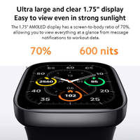 Versión Global Redmi Watch 3, Reloj Inteligente con Pantalla AMOLED de 1.75'', Navegación GPS, Monitor de Ritmo Cardíaco, 12 Días de Duración de la Batería, Resistente al Agua 5ATM