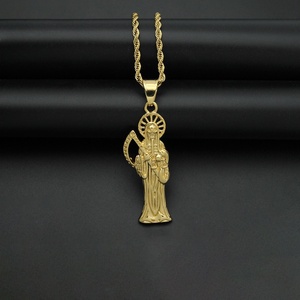 Nouveau Pendentif en Acier Inoxydable pour Homme, Motif Faisce de Scythe, Crâne et Balance, Chaîne Bambou, Style Européen et Américain, Bijoux Transfrontaliers - Product Image 3