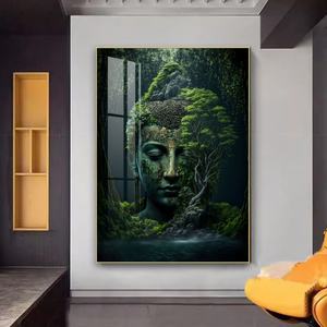 Statue de Bouddha Shakyamuni personnalisée et créative, impression HD sur porcelaine cristalline, art mural LED - Product Image 3