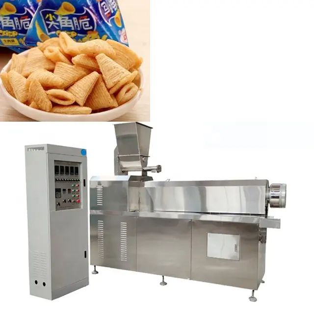 fried corn bugle chips machines shall extruder production line fried snack food bugles pellet chips machine