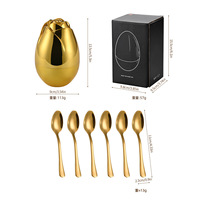Ensemble de cuillères et fourchettes fantaisie en forme d'œuf, en acier inoxydable, petites cuillères à expresso dans l'œuf