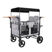 Poussette double pliable de luxe en alliage d'aluminium, chariot de voyage pour 4 enfants avec topper, MOQ 10 pièces, direct usine
