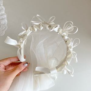 Bandeau en tulle blanc à nœud papillon de couleur unie pour bébés filles bandeau élégant mignon pour enfants enfants adolescents accessoires de cheveux - Product Image 5