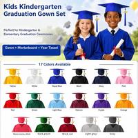 Ensemble de toge et toque de remise de diplôme personnalisés pour la maternelle, robe académique de style preppy avec pompon, vente en gros de toges et toques de remise de diplôme pour enfants