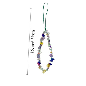Wholesale Handmade Japanese Korean Short Wrist Straps Anti-Lost Stone Beaded Phone Chain Lanyards China Zhejiang Women Crushed