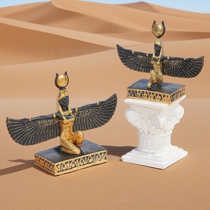 Ancient <strong>Egyptian</strong> Isis Statue ESB20 Resin Winged Goddess Figurine with Golden Accents Golden <strong>Egyptian</strong> <strong>Decor</strong> for <strong>Home</strong> Living Room - Product Image 2