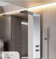 Panneau de douche mural en acier inoxydable chromé brossé de qualité supérieure avec système de douche céramique effet pluie et cascade, mitigeur de salle de bain