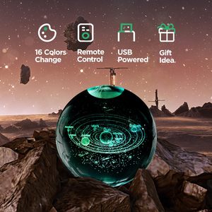 3D năng lượng mặt trời hệ thống pha lê bóng ánh sáng ban đêm với 16 màu gỗ LED cơ sở nâng cấp 3.15 hành tinh bóng đèn với từ xa - Product Image 4