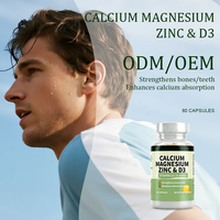 Calcium Magnésium Zinc Vitamine D3 600UI Santé osseuse adulte Absorption du calcium 60 capsules/flacon |   Vente en gros directe d'usine OEM