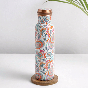Bohemian Pattern Metal <b>Water</b> <b>Bottle</b> With Copper Lid Portable Travel Drinkware - Product Image 1