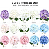 Fleur artificielle d'hortensia en soie multicolore réaliste au toucher réel, tige de fleur pour centre de table, décoration d'événements, de mariages et de la maison